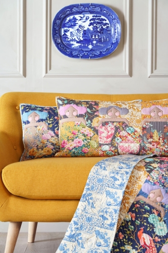 Tilda Patchwork Stoff Baumwolle - Chic Escape Peacock Tree Navy